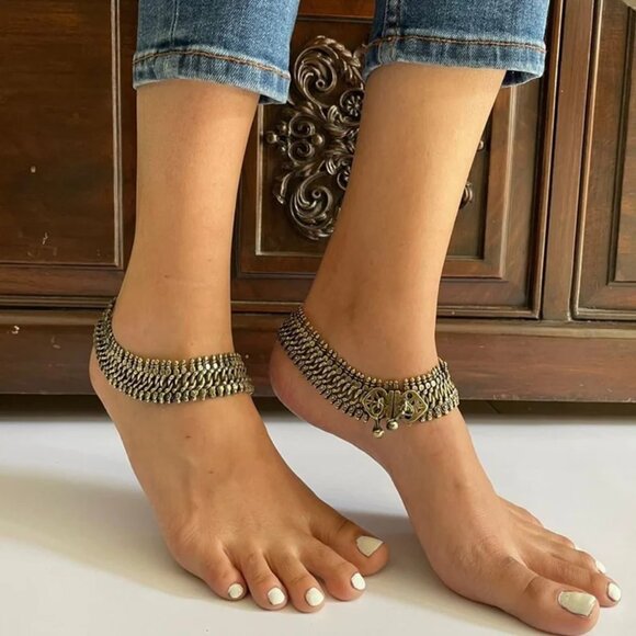 Antique Tribal Anklets Pair, Vintage Afghan Anklets, Afghan Anklets,Body Jewelry